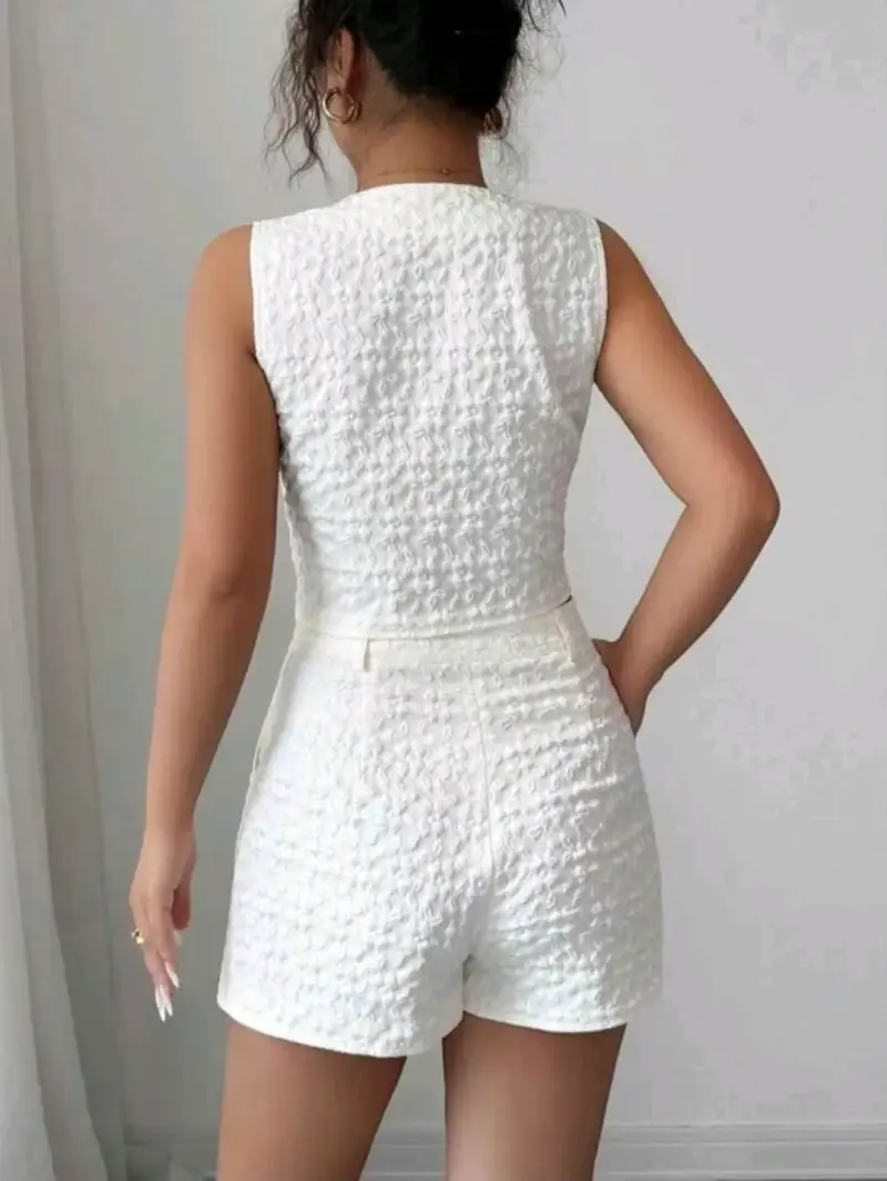 Conjunto de verano blanco para mujer - 2