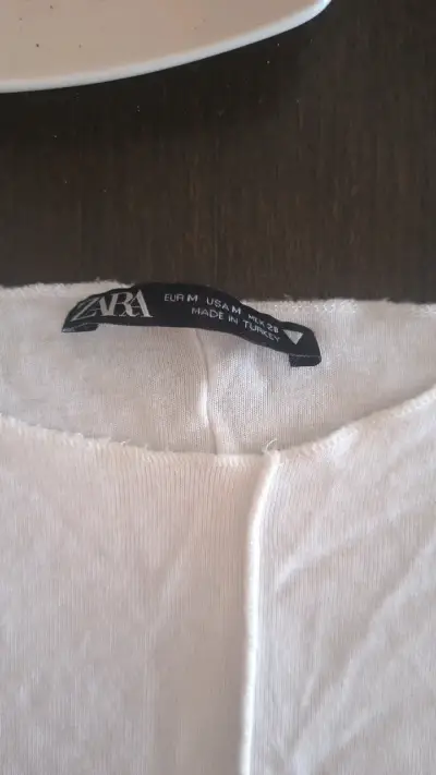 Polera blanca manga larga Zara - miniatura 2