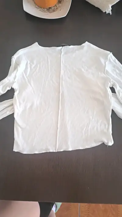 Polera blanca manga larga Zara - miniatura 3