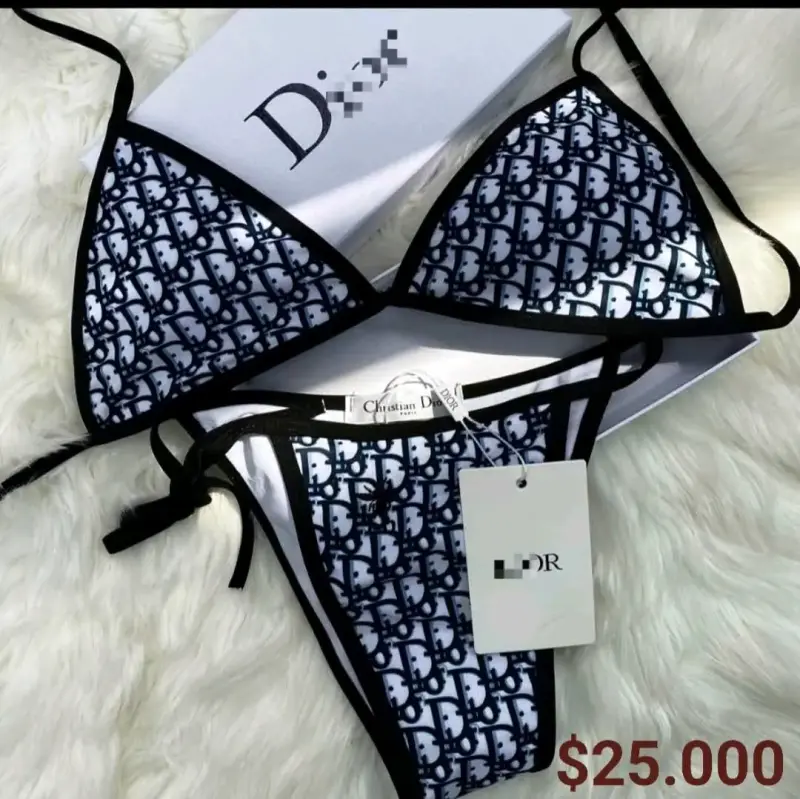 Bikini estampado Dior en blanco y negro