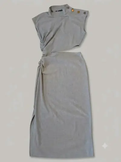 Vestido gris Zara S con diseño asimétrico - miniatura 1