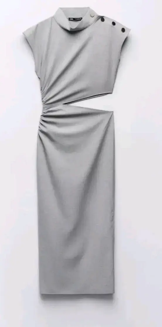 Vestido gris Zara S con diseño asimétrico - 2