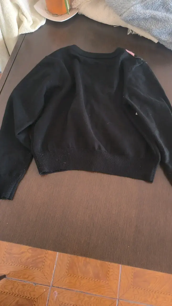 Cardigan de rombos negro y rosa - 3