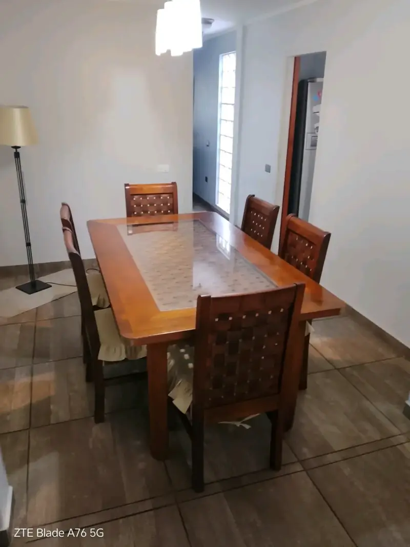 Juego de comedor de madera con vidrio para 6 personas - 3