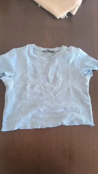 Polera corta azul Zara talla S - miniatura 1