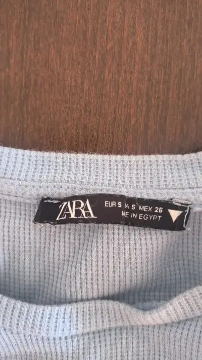 Polera corta azul Zara talla S - miniatura 2