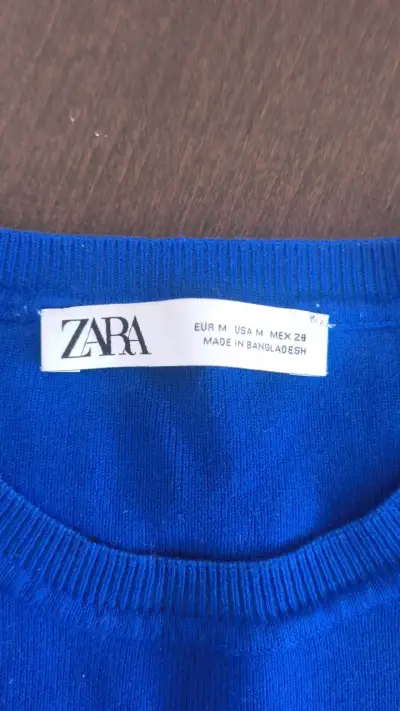 Polera manga larga azul Zara para mujer - miniatura 2