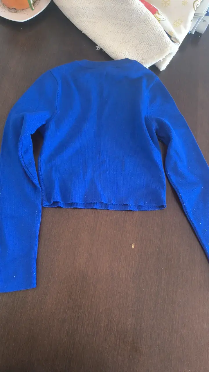 Polera manga larga azul Zara para mujer - 3