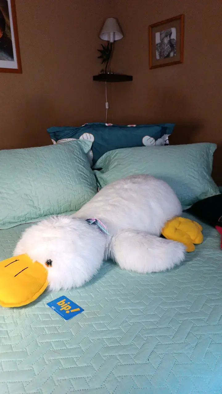 Peluche de pato grande blanco y amarillo - 4