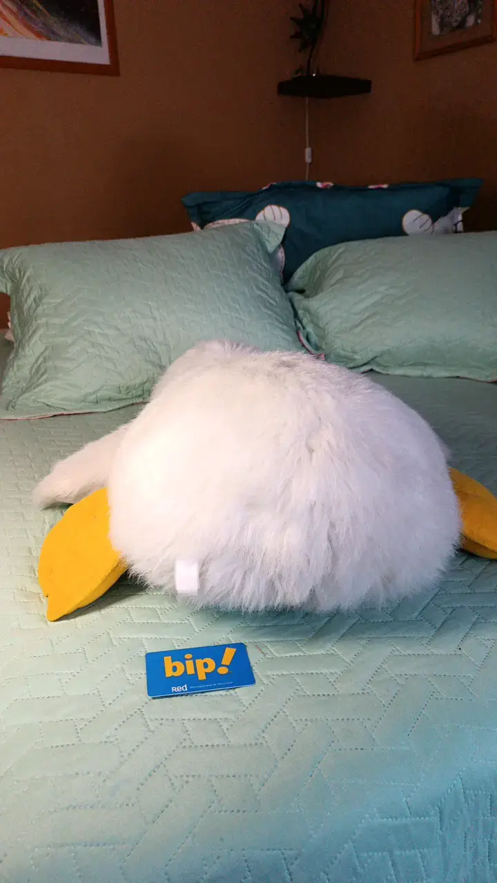 Peluche de pato grande blanco y amarillo - 5