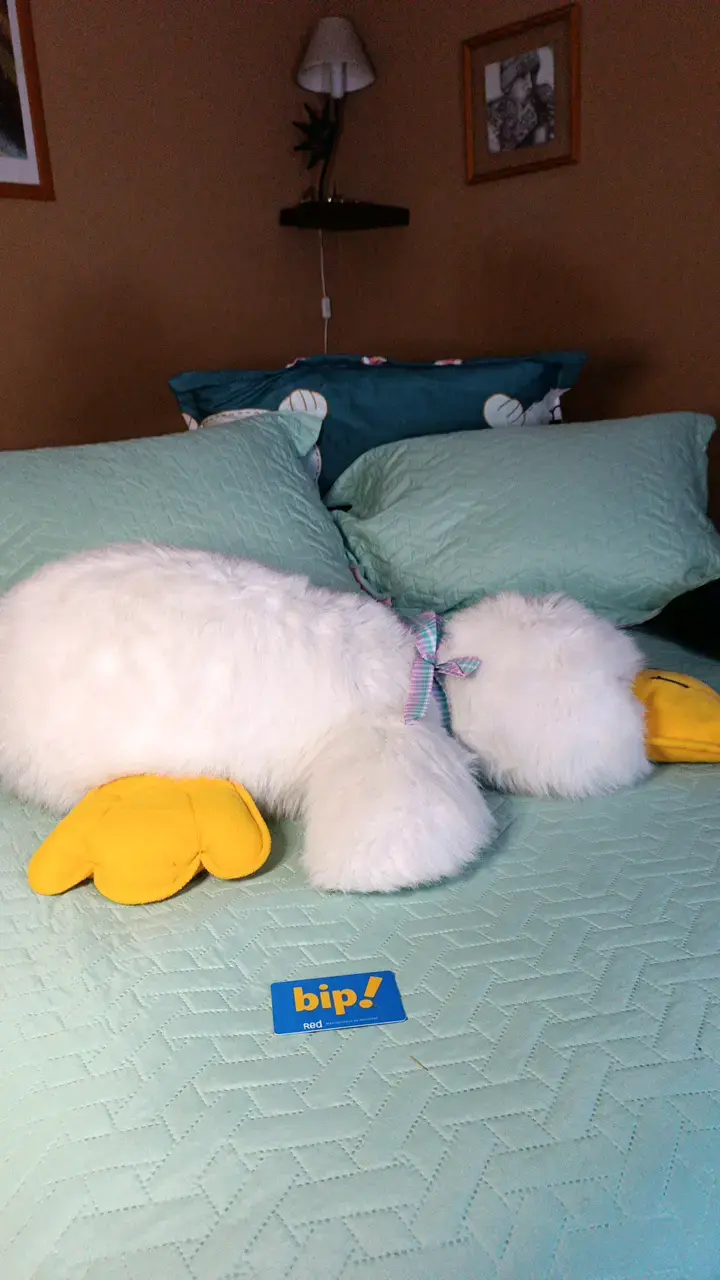 Peluche de pato grande blanco y amarillo - 6
