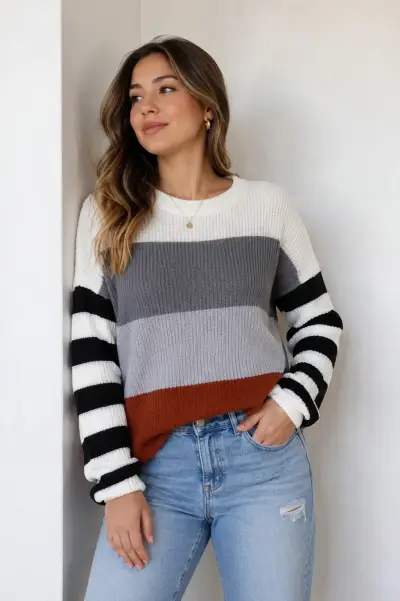 Suéter de rayas multicolor para mujer - miniatura 1