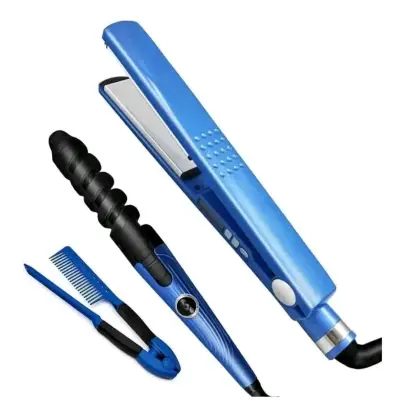 Set de plancha y rizador de cabello azul - miniatura 1