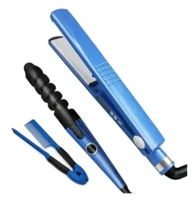 Set de plancha y rizador de cabello azul - miniatura 2