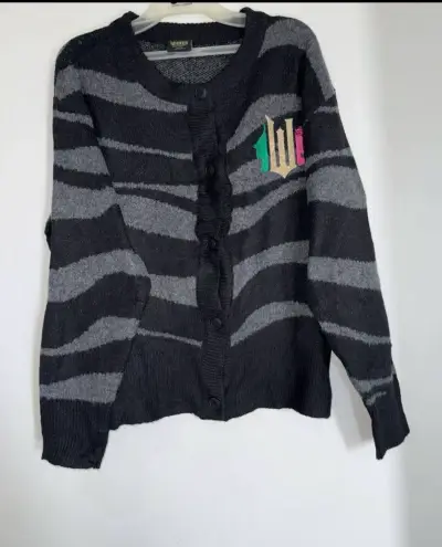 Cardigan de rayas negro y gris Wicked - miniatura 2