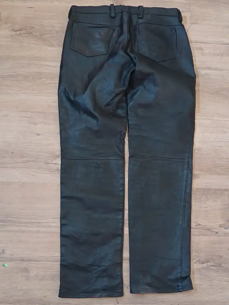 Pantalones de cuero negro para hombre - 2