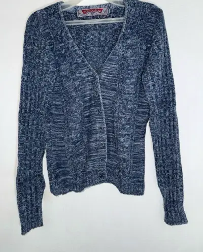 Cardigan de punto azul marino para mujer - miniatura 1