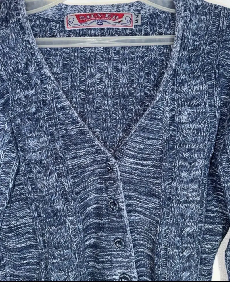 Cardigan de punto azul marino para mujer - 2