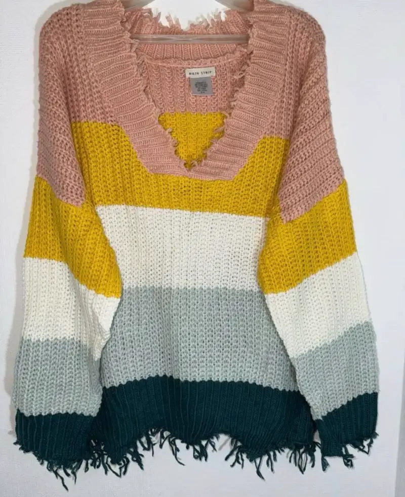 Suéter de punto a rayas multicolor para mujer - 2