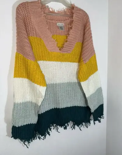 Suéter de punto a rayas multicolor para mujer - miniatura 3