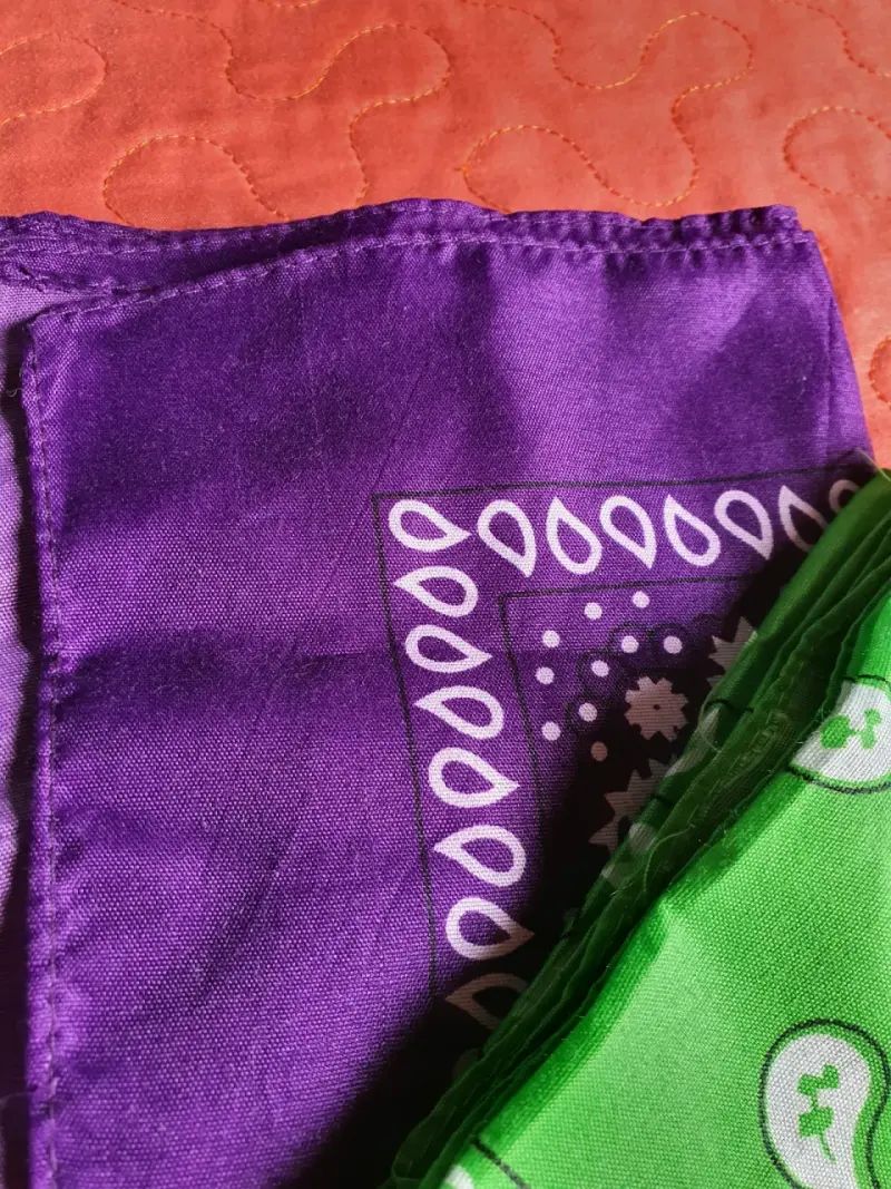 Pañuelos de algodón verde y morado - 3