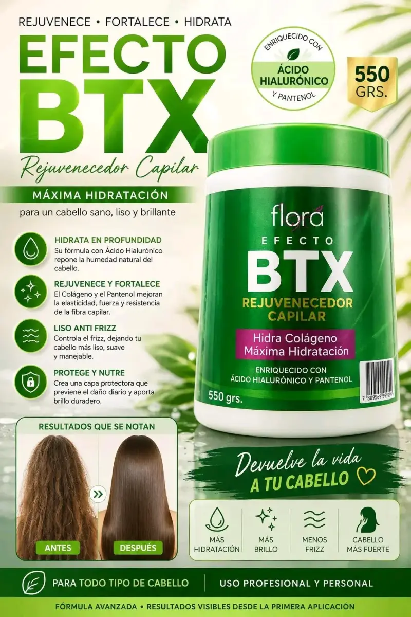 Rejuvenecedor Capilar Flora Efecto BTX 550g - 3