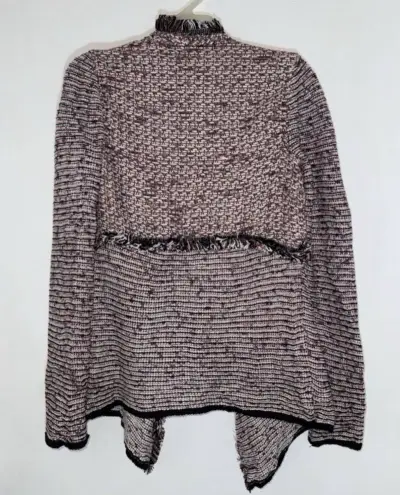 Cardigan abierto tejido en tonos marrón y negro - miniatura 4