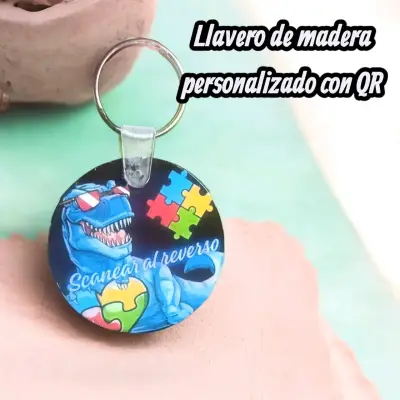 Llavero de madera con QR personalizado - miniatura 1
