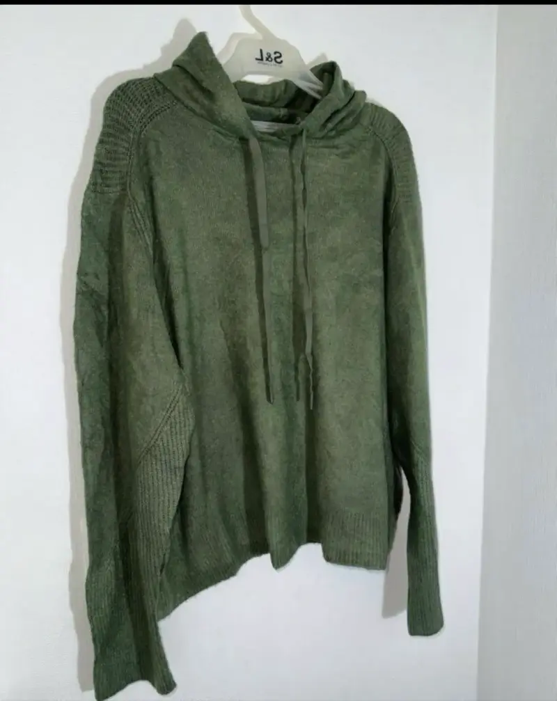 Polerón verde con capucha para mujer talla XL - 2
