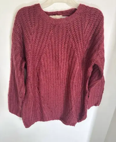 Suéter tejido color burdeos para mujer - miniatura 1