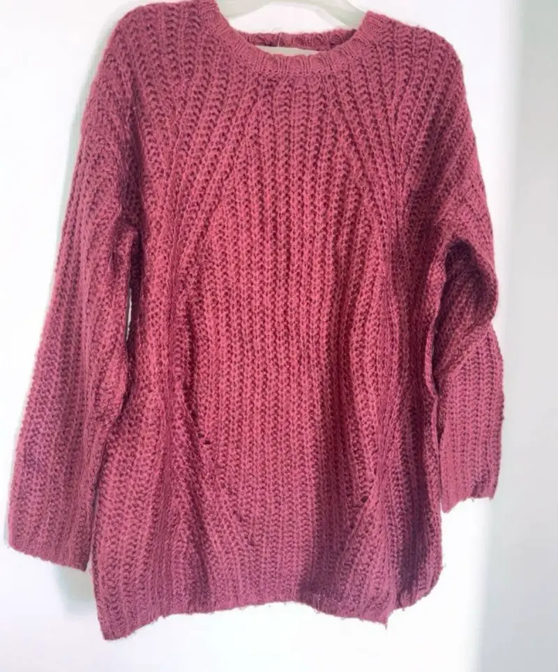 Suéter tejido color burdeos para mujer - 2