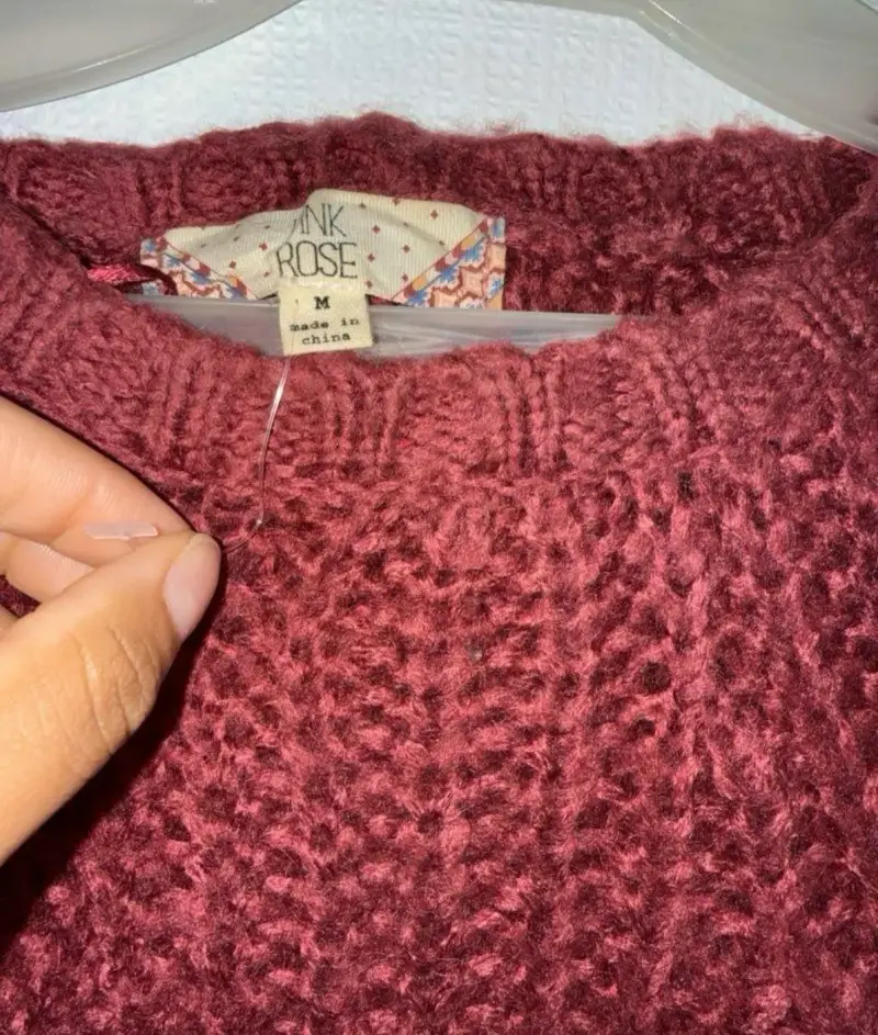 Suéter tejido color burdeos para mujer - 3