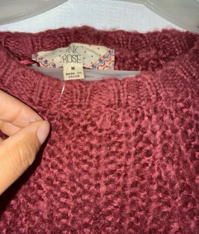 Suéter tejido color burdeos para mujer - miniatura 3