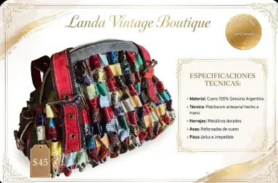 Cartera de Cuero Patchwork Landa Vintage - miniatura 1