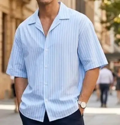 Camisa talla L azul claro Zara para hombre. - miniatura 2