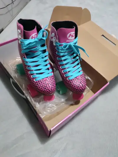 Patines de cuatro ruedas rosas y turquesas para niñas - miniatura 2