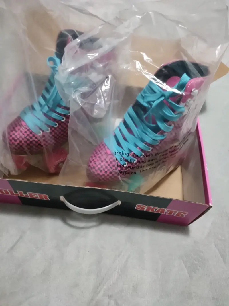 Patines de cuatro ruedas rosas y turquesas para niñas - 5