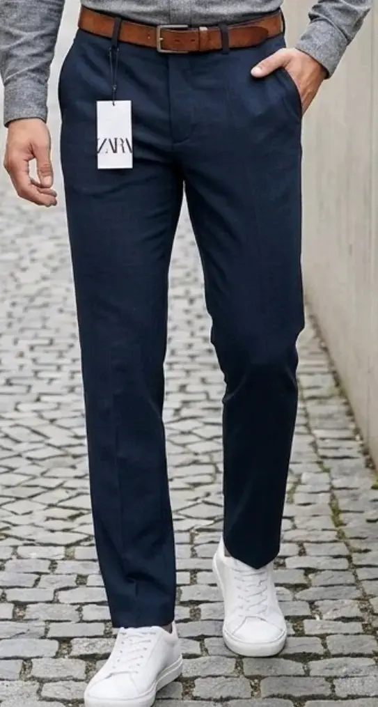 Pantalones de vestir azul marino Zara para hombre - 2