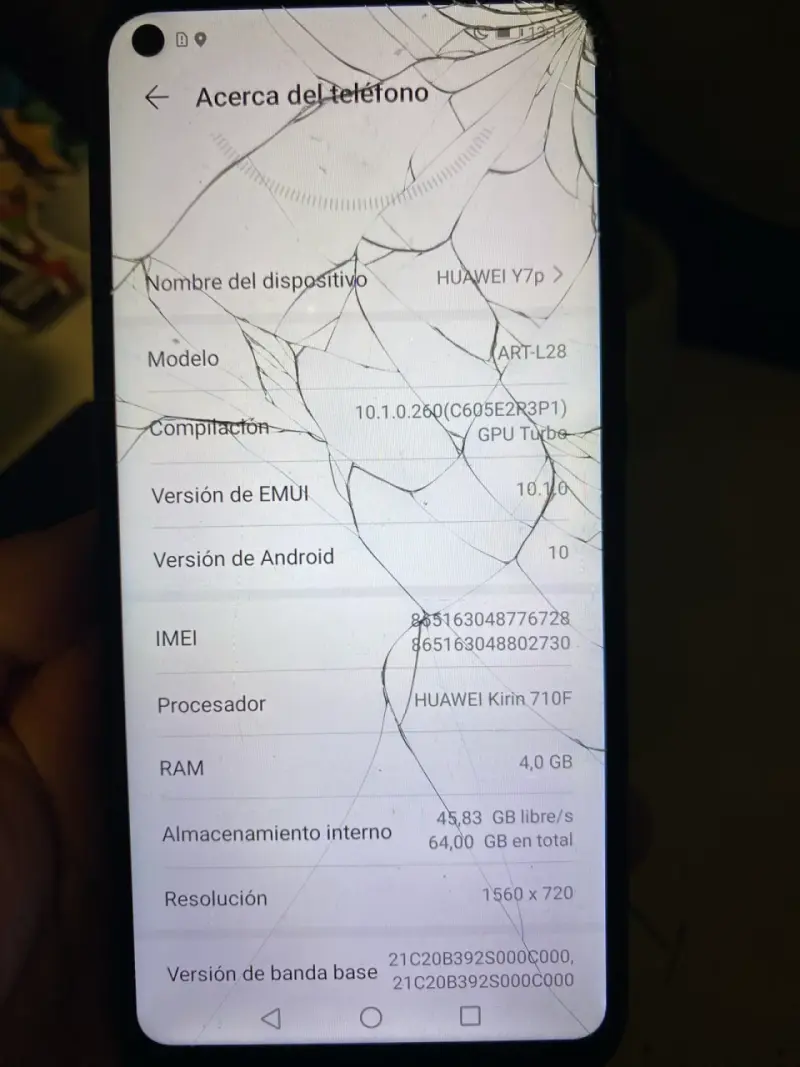 Huawei Y7p con pantalla rota - 4