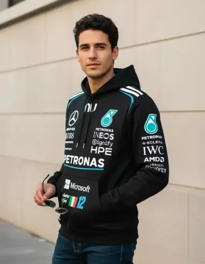 Polerón con capucha Mercedes AMG Petronas negro - miniatura 1