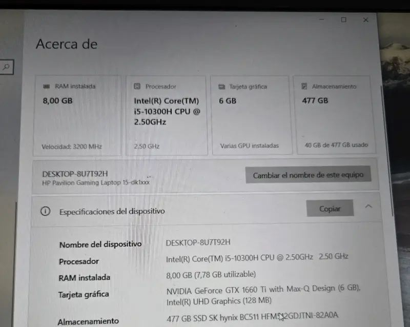 Notebook Gamer HP Pavilion 15-DK1044LA de 15.6“ - 4