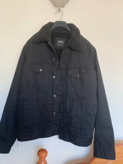 Chaqueta negra de mezclilla con forro Zara - miniatura 1