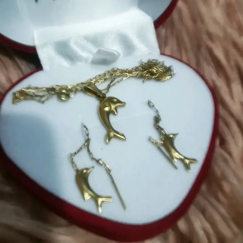 Conjunto cadena colgante aros 18k - 3