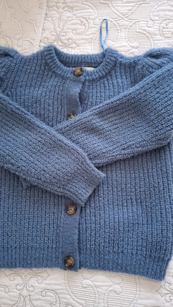 Cardigan de lana azul para niño Tribu - 1