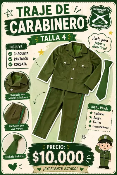 Traje de Carabinero para Niños Talla 4 - miniatura 1