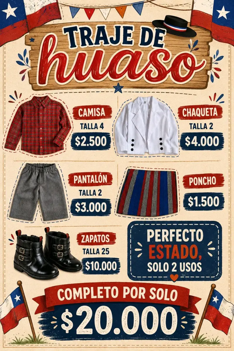 Traje de huaso para niño completo - 2
