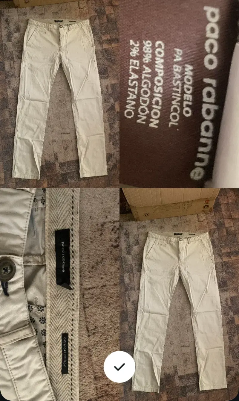 Pantalones beige Paco Rabanne modelo PA Bastincol