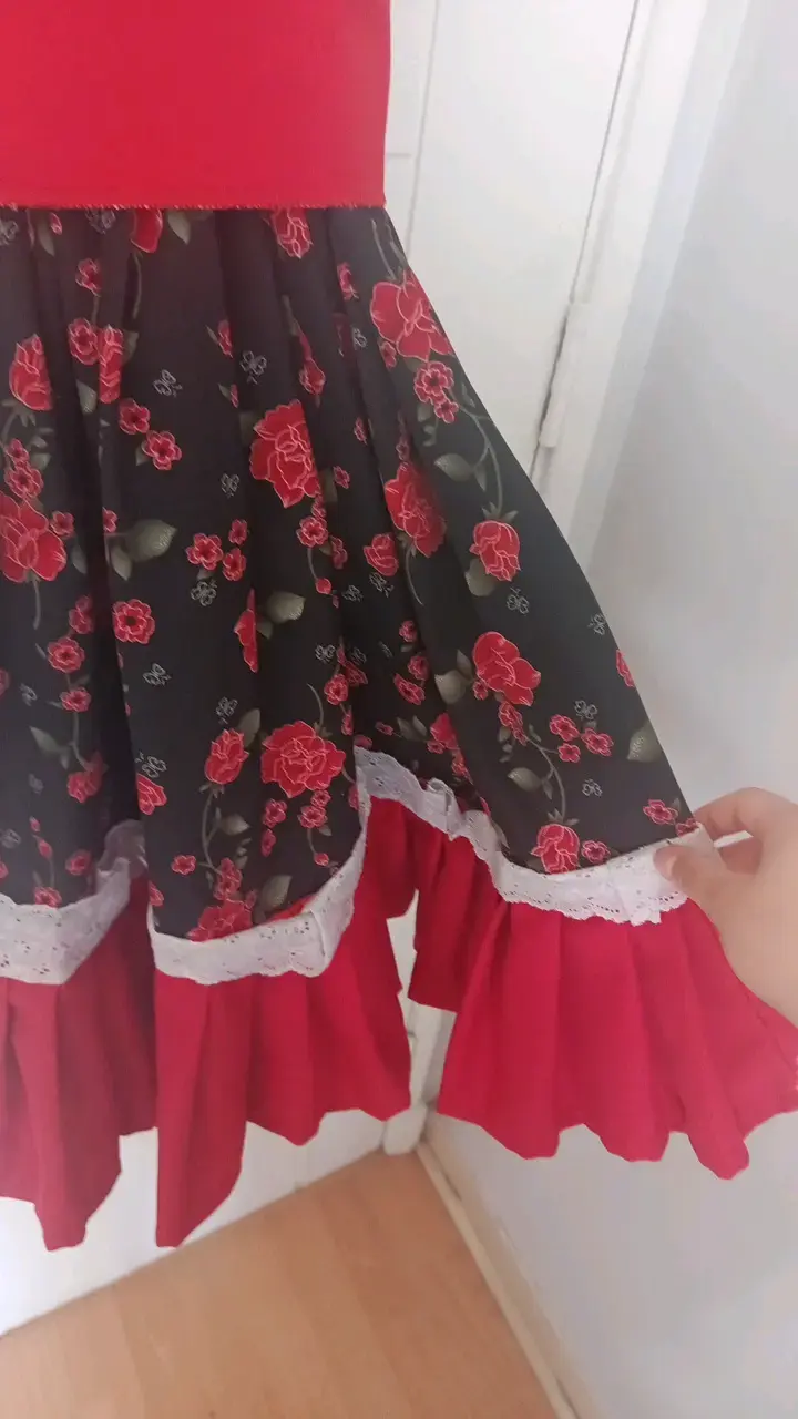 Vestido cueca rojo y negro talla 16 niña - 2