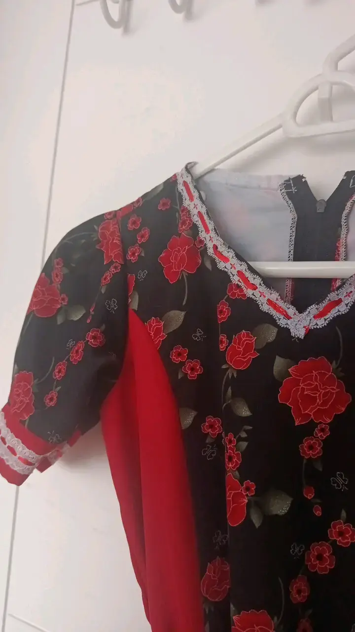 Vestido cueca rojo y negro talla 16 niña - 3