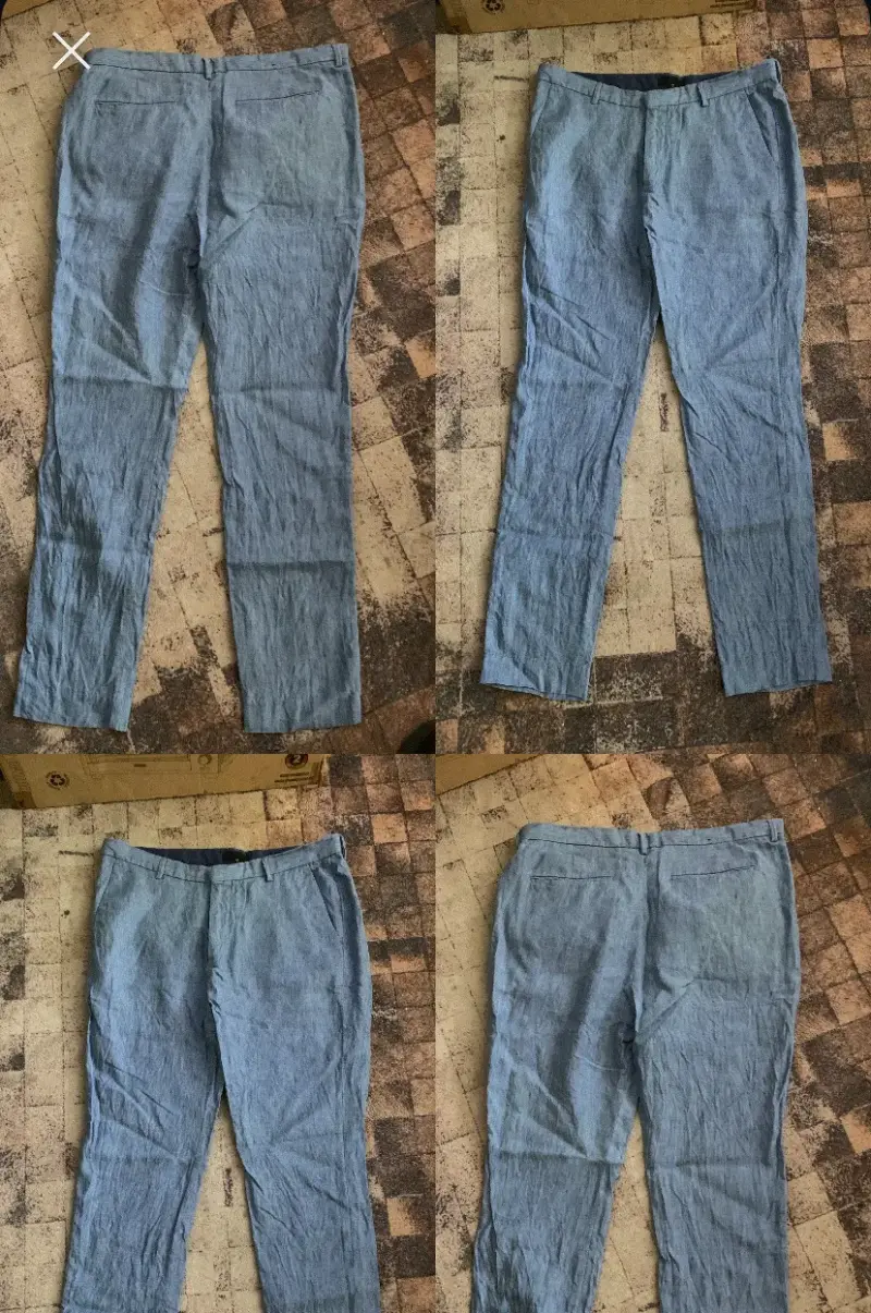 Pantalones de lino azul claro para hombre
